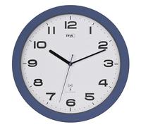 TFA Dostmann Reloj de Pared con Mecanismo de Barrido, 60.3554, Moderno, Radio, Dormitorio, salón, Reloj de Pared, clásico, 32 cm, Marco Azul