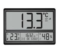 TFA Dostmann Reloj de Pared Digital XL 60.4523.01, con Temperatura Exterior y Clima Interior, Radio, indicador de 24 Horas, Fecha Completa, Color Negro, 360 x 235 x 28 (84) mm
