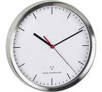 TFA Dostmann Reloj de Pared Moderno 60.3530.02, Movimiento silencioso, Marco de Aluminio Cepillado, 22 cm de diámetro, Color Plateado