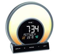 Tfa-dostmann soluna reloj despertador analógico negro, transparente