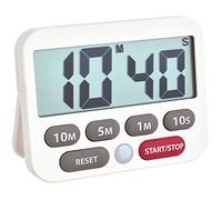 TFA Dostmann Temporizador Digital y cronómetro 38.2038.02, Tiempo hasta 99 min 50 Segundos, Alarma extrafuerte, Entrada de Tiempo fácil y rápida, Color Blanco, 90 x 17 (37) x 70 mm