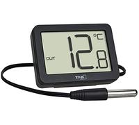 TFA Dostmann Termómetro digital interior exterior 30.1066.01, incluye sonda de temperatura impermeable, valores máximos y mínimos, con imán, color negro