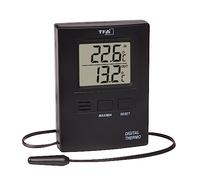TFA Dostmann Termómetro digital para interior y exterior, 30.1012.01, sensor de cable impermeable, valores máximos y mínimos, temperatura interior y exterior, exclusiva de Amazon, 8,5 cm de alto,