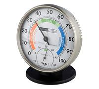 TFA Dostmann Termómetro higrómetro de precisión 45.2033 para control del clima interior, analógico, con zonas de confort, control de temperatura y humedad (antracita)