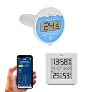 TFA Dostmann TFA.me Starter Set Termómetro digital y Gateway 35.8110 con sistema TFA.me WiFi, para monitoreo en línea de piscinas, estanques, baños de hielo, temperatura del agua, color blanco