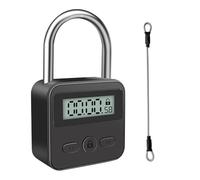 TGKYK Candado De Tiempo Digital Con Cuerda Y Pantalla LCD, Candado De Tiempo Inteligente Recargable USB Para Controlar Los Malos Hábitos, Negro