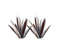 TGRTY Gran Agave de Metal DIY, Adornos creativos de Hierro Forjado con Flores, Plantas de Agave de Metal para estacas de jardín y césped, 2 uds.