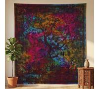 THE ART BOX arco iris tapiz árbol de la vida tapices psicodélicos algodón indio doble colcha picnic placa pared decoración techo pared arte