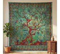 THE ART BOX - Colgador de pared para árbol de la vida, estético, tapicería verde, 135 x 150 cm, algodón, diseño de Hippie para decoración interior