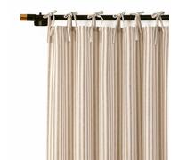 THE ART BOX Cortinas de gasa a rayas, cortinas colgantes de lino bohemio con lazo superior para filtrar la luz, tratamiento de ventana de puerta, 2 paneles para sala de estar, dormitorio, beige sobre
