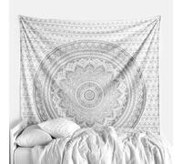 THE ART BOX Glittering Silver Grey Tapestry Wall Hanging Mandala-Bohemian Room Decor-Indian Cotton Throw Hippie Tapestries -Medium bedspread 54X60 inches
