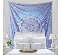 THE ART BOX Tapiz de pared de mandala para dormitorio, accesorios estéticos de decoración del hogar, decoración de dormitorio, bonito arte de pared para sala de estar, ropa de cama, manta, azul y