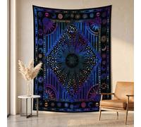 THE ART BOX Tapiz psicodélico psicodélico psicodélico de mandala azul neón con diseño de mandala para dormitorio, tapiz bohemio para colgar en la pared