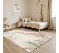the carpet Jungle Kids - Alfombra para habitación Infantil, Alfombra Infantil, Efecto 3D, Fácil de cuidar, Resistente, Jirafa, 140 x 200 cm