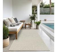 the carpet Kansas - Alfombra para Exterior e Interior con Aspecto de Yute Natural, Resistente a la Intemperie, Apta para Patio y jardín, Crema, 80 x 250 cm
