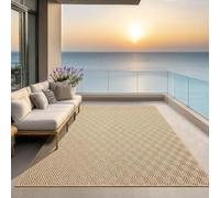 the carpet Kansas - Alfombra para Exterior e Interior con Aspecto de Yute Natural, Resistente a la Intemperie, Apta para Patio y jardín, Naturaleza, 120 x 170 cm