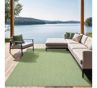 the carpet Mistra - Alfombra Robusta, Moderna, Duradera y fácil de cuidar, Interior y Exterior, salón, Ideal para Cocina, Pasillo e Invernadero, Tejido Plano, Verde, 140x200