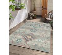 the carpet Palma - Versátil, Interior y Exterior, diseño Moderno, Sala de Estar, Resistente a la Intemperie y a los Rayos UV, Duradera, fácil de Limpiar, balcón, Invernadero, Crema, 80 x 300 cm