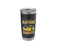 The Closer Get To Nature The Father I Am From Idiots Camping Vaso térmico de acero inoxidable de doble pared