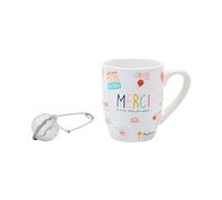 THE CONCEPT FACTORY - KA0497 Set de Taza Gracias Maestra con Infusor de Té - Vajilla Elegante y Colorida - Práctica - para Regalo - Rojo - Tamaño Único