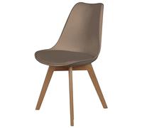 The Concept Factory Silla C/COJÍN MARRÓN HD3073-LGSP, Madera, Blanco, Estandar