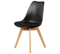The Concept Factory Silla C/COJÍN Negra HD3071-LGSP, Madera, Estandar