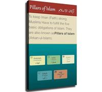 The Five Pillars of Islam Poster Set Islamic Spiritual Art Educational Wall Decor for Living Room Bedroom Home(Framed,16x24inch(40x60cm))