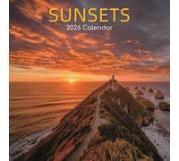 The Gifted Stationary - Calendario de pared cuadrado 2026, atardeceres, calendario colgante de 16 meses con 180 calcomanías recordatorias, planificador mensual para el hogar o espacios creativos, 12 x