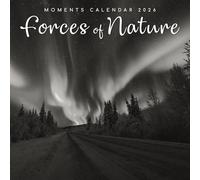 The Gifted Stationary - Calendario de pared cuadrado 2026, fuerzas de la naturaleza, calendario colgante de 16 meses en blanco y negro con 180 calcomanías recordatorias, planificador mensual para el