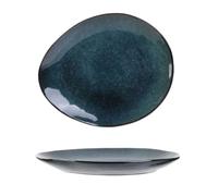 THE HOME DECO FACTORY Plato gres azul 22 cm | Gres, fuente azul, colección Al Compás del Tiempo, servicio de mesa, vajilla artesanal, azul