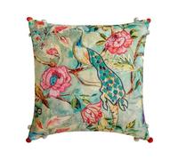 The HomeCentric Juego de 2 Lujo Azul Turquesa Fundas de colchón, 60x60 cm Algodón Cojin Bordado, Estampado, Pavo Real, Funda de Almohada, Floral Contemporáneo Fundas de colchón - Maurya Elegance