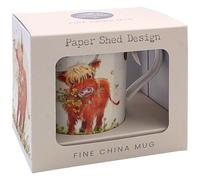 The Leonardo Collection Taza con diseño Paper Shed de vaca de las Highlands para el hogar y la cocina, elegantes tazas de cerámica para té y café, bonito juego de tazas para regalos para hombres y