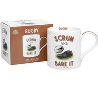 The Leonardo Collection Taza de cerámica | Rugby Scrum and Bare it | 1 pieza | Blanco | 300 ml