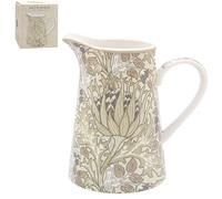 The Leonardo Collection William Morris - Jarra de alcachofa navideña para el hogar y la cocina, elegante jarra de crema y leche para salsa, agua, jugo o eventos, alternativa decorativa impresa para