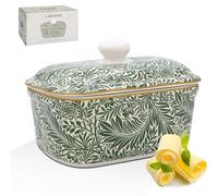 The Leonardo Collection William Morris Larkspur - Mantequera para cocina y hogar, apta para lavavajillas, con tapa para mantener la mantequilla fresca, mantequilla duradera sin BPA para almacenamiento