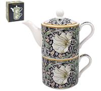 The Leonardo Collection William Morris Pimpernel Tea for One - Juego de tetera y taza de cerámica, hermoso regalo para la oficina, elegante tetera impresa para entusiastas del té, multicolor