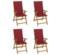 The Living Store: 4 sillas de jardín reclinables con cojines, fabricadas en madera de acacia maciza