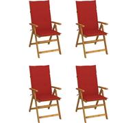 The Living Store: 4 sillas de jardín reclinables con cojines, fabricadas en madera de acacia maciza