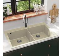 The Living Store: Fregadero de granito con doble seno, color beige