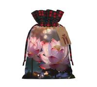 The Lotus in Full Bloom - Bolsa de regalo con cordón impreso de 8.3 x 11.8 pulgadas, decoración de fiesta de Navidad