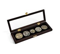 The Noble Collection - Juego de monedas del tesoro enano de El Hobbit, vitrina de 31 cm y 5 monedas chapadas en bronce, juego de película con licencia oficial, réplicas de regalos