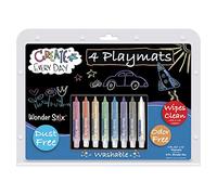 The Pencil Grip TPG-36612 - Juego de tapetes para jugar (21,6 x 30,5 cm, incluye 4 manteles individuales de pizarra negra y 8 piezas Wonder Stix)