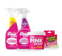 The Pink Stuff - Kit de Limpieza Completa | 3 Productos + Esponja Super Scrubby de Obsequio. | Pasta Limpiadora, Cristales, Multiuso | Hogar Brillante sin Esfuerzo Pink