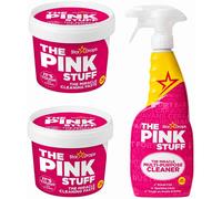 The Pink Stuff Set de Limpieza Milagroso, 2 Pastas Limpiadoras de 850g y Spray Multiusos de 750ml,ideal para multiples superficies Pink