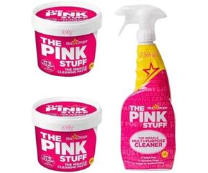 The Pink Stuff Set de Limpieza Milagroso, 2 Pastas Limpiadoras de 850g y Spray Multiusos de 750ml,ideal para multiples superficies
