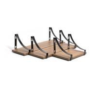 THE SECRET HOME - Baldas Flotantes de Pared con Soportes Metálicos - Estantes de Madera Estilo Industrial para Salón, Dormitorio y Cocina - Kaan Curve