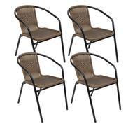 The Secret Home - Conjunto de 1, 2 o 4 Sillas de Jardín - Asiento en Metal y Polietileno/Tela para Exteriores - Ideal para Jardín, Balcón o Terraza - Varios Modelos Model 4 - brown (pack of 4 units)