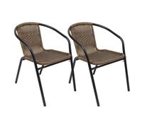 The Secret Home - Conjunto de 1, 2 o 4 Sillas de Jardín - Asiento en Metal y Polietileno/Tela para Exteriores - Ideal para Jardín, Balcón o Terraza - Varios Modelos Model 4 - brown (pack of 2 units)