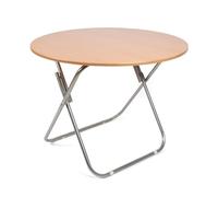 THE SECRET HOME - Mesa Cuadrada Plegable Portátil - Color Natural - 70 cm x 70 cm - Madera y Metal - Ideal para Cocina, Terraza o Jardín (D. Ø90 x Alto 70 cm)