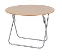 THE SECRET HOME - Mesa Redonda Plegable - Color Madera Natural - Diámetro 100 cm x Alto 70 cm - Mesa Portátil de Madera - Ideal para Cocina, Terraza o Jardín